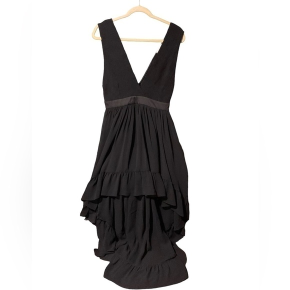 SANDRO PARIS Black Deep V Neck Sleeveless high low dress Sz. Medium - Picture 7 of 16